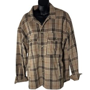 Ottway Australia men’s large Henderson plaid flannel button up shirt wool blend